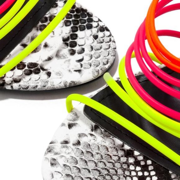 NEW Cape Robbin Neon Strappy Clear Mule Heels - Picture 6 of 10